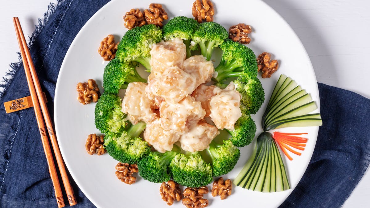 a plate of food with broccoli